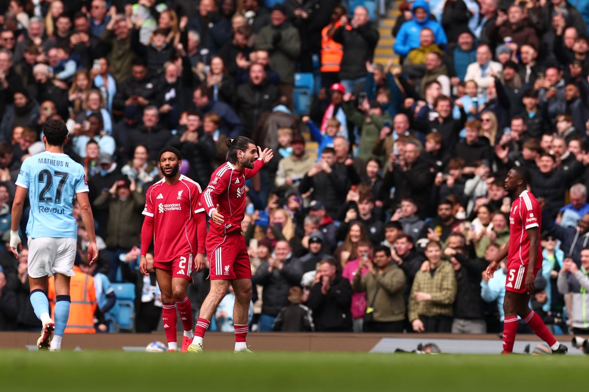 Dominik Szoboszlai berates his teammates as Liverpool lose 4-0 to Manchester City in the FA Cup
