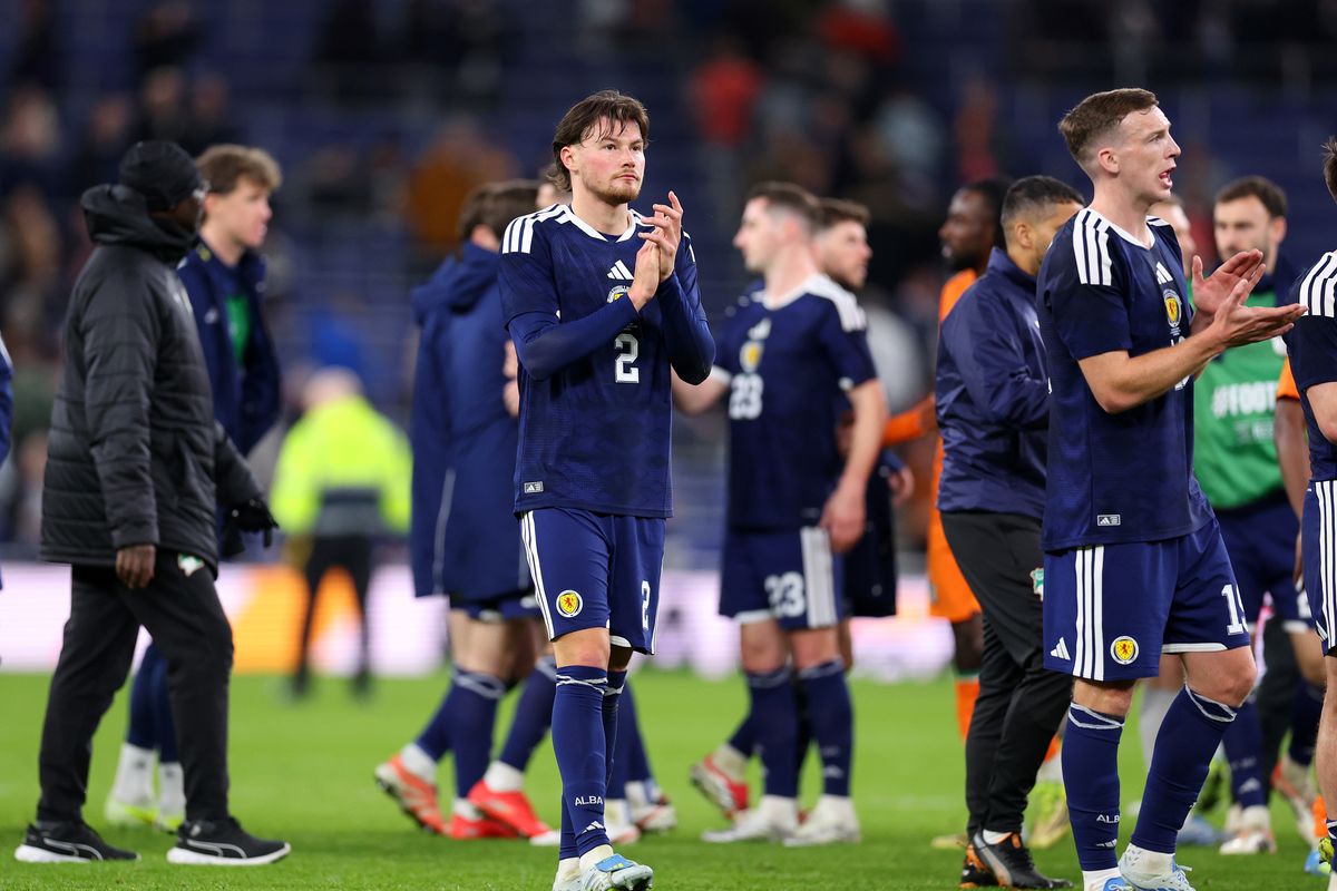 Nathan Patterson of Everton and Scotland reacts after an international friendly match between Scotland and Ivory Coast at the Hill Dickinson Stadium. Photo by Molly Darlington/Getty Images