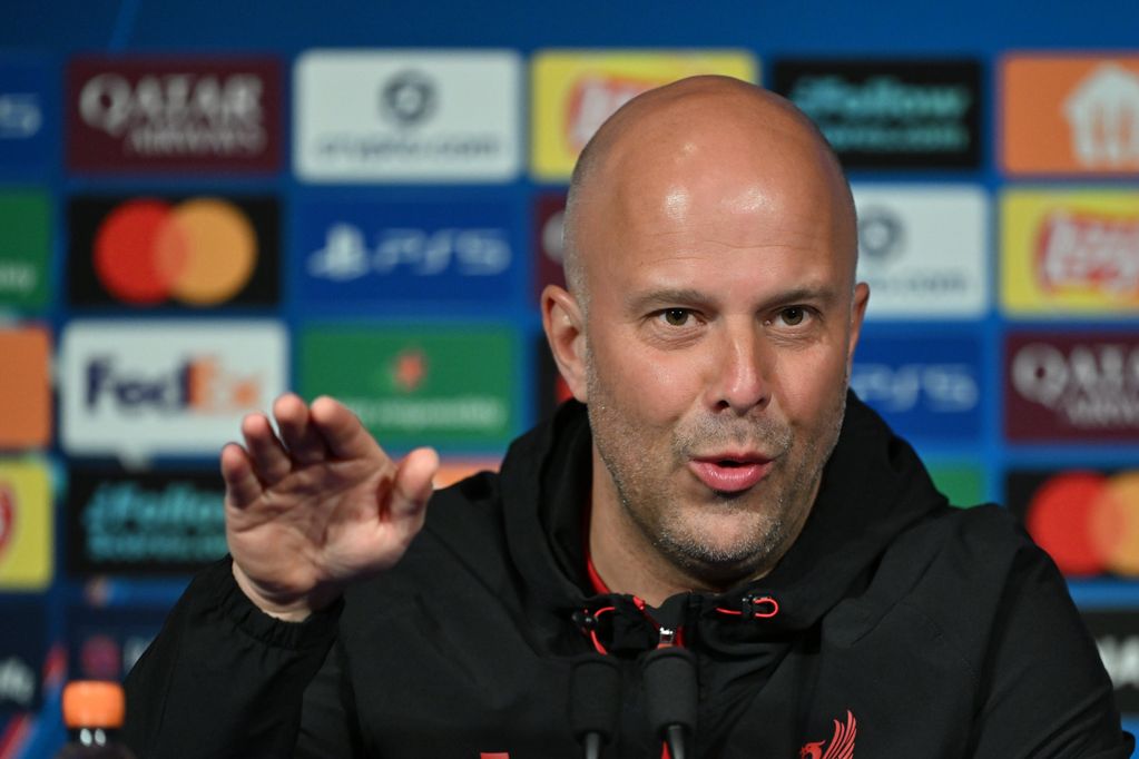 Liverpool head coach Arne Slot during a Champions League press conference.