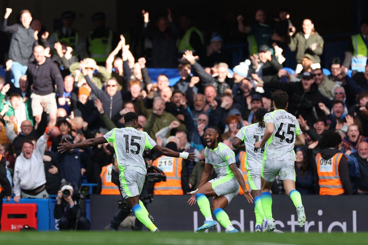 Marc Guehi was in the thick of the Manchester City celebrations against his former club Chelsea