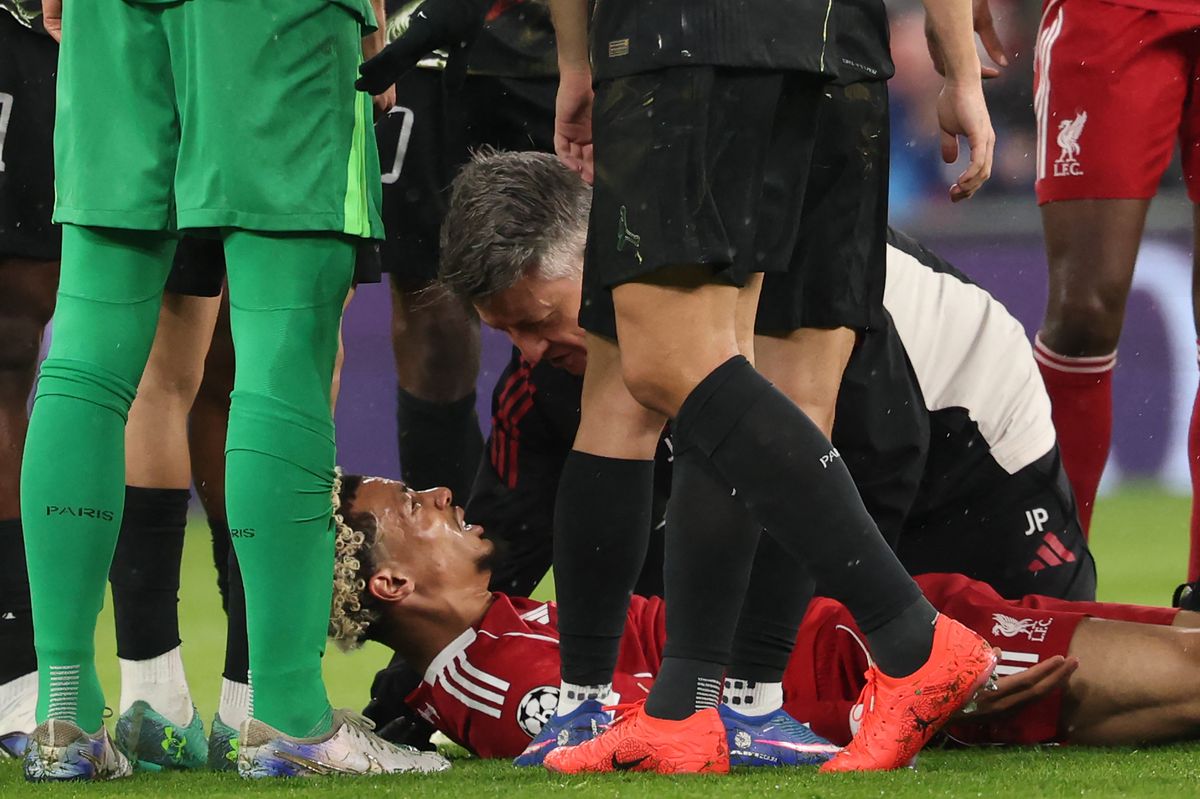 Hugo Ekitike was stretchered off with a worrying injury as Liverpool exited the Champions League.