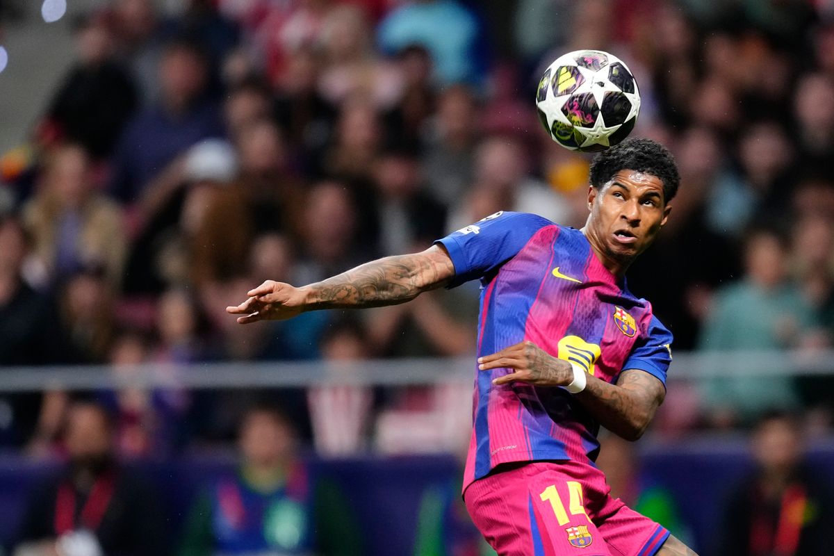 Marcus Rashford left winger of Barcelona and England controls the ball during the UEFA Champions League 2025/26 Quarter-Final Second Leg match between Club Atlético de Madrid and FC Barcelona at Estadio Riyadh Air Metropolitano on April 14, 2026 in Madrid, Spain.