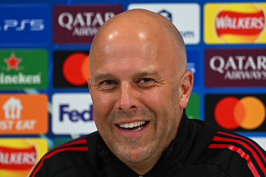 Arne Slot during a Liverpool press conference.