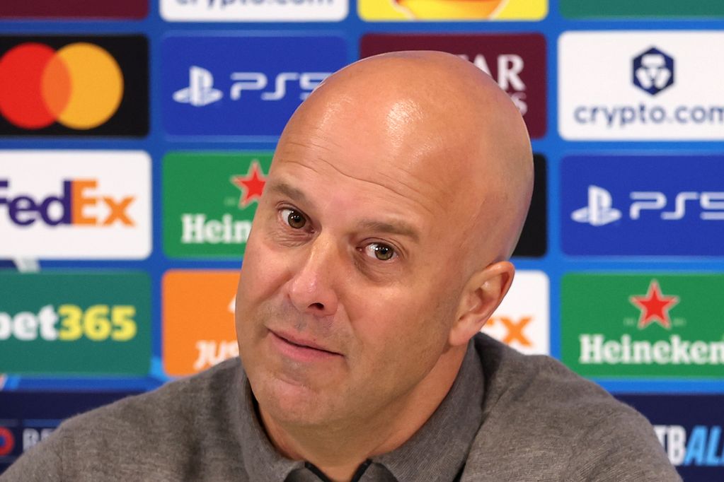 Arne Slot during a Liverpool press conference