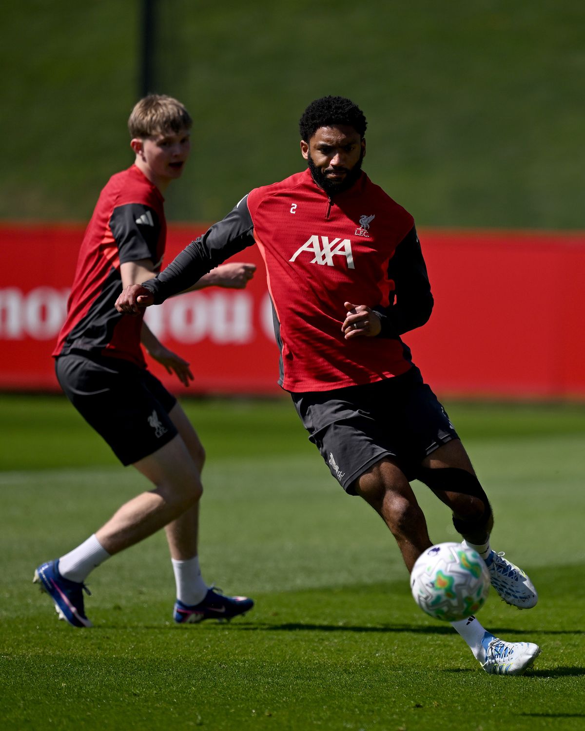 Joe Gomez in training on Thursday