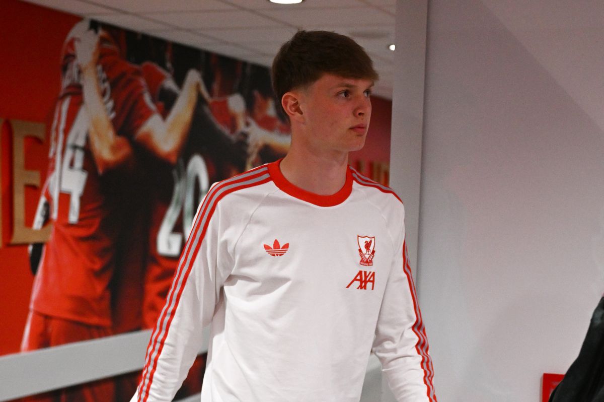 LIVERPOOL, ENGLAND - APRIL 25: (THE SUN OUT, THE SUN ON SUNDAY OUT) Will Wright of Liverpool arriving before the Premier League match between Liverpool and Crystal Palace at Anfield on April 25, 2026 in Liverpool, England. (Photo by Andrew Powell/Liverpool FC via Getty Images)