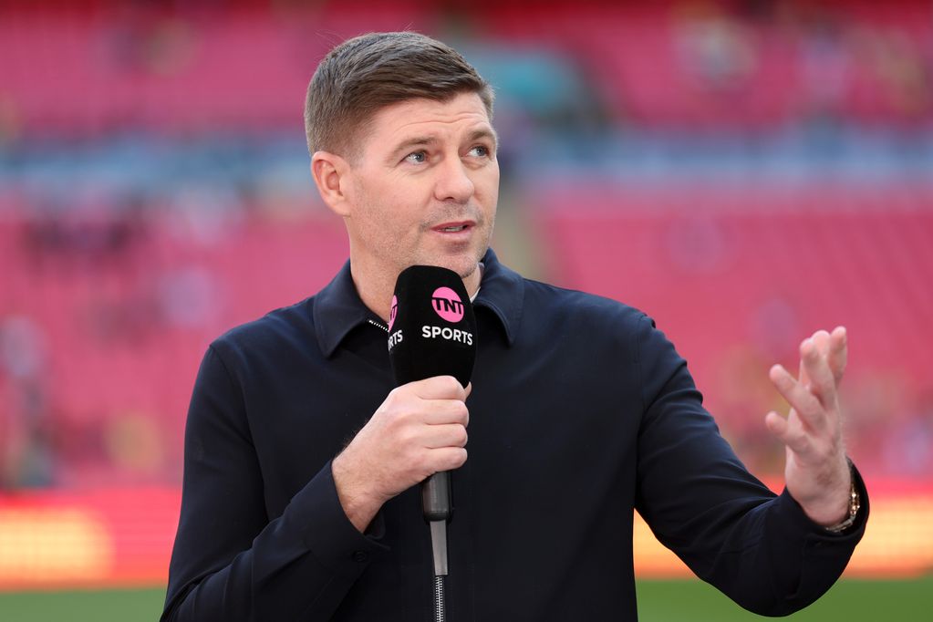 Steven Gerrard pictured during a TNT Sports broadcast