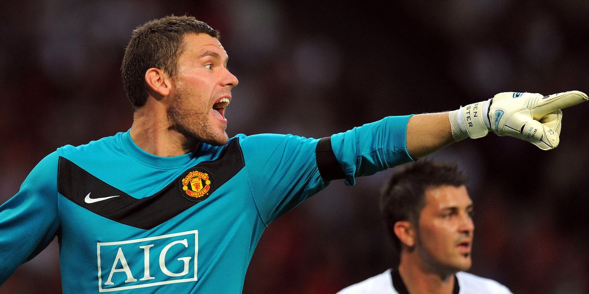 Manchester United's English goalkeeper Ben Foster reacts during their friendly football match against Valencia at Old Trafford, Manchester, north-west, England, on August 5, 2009. 