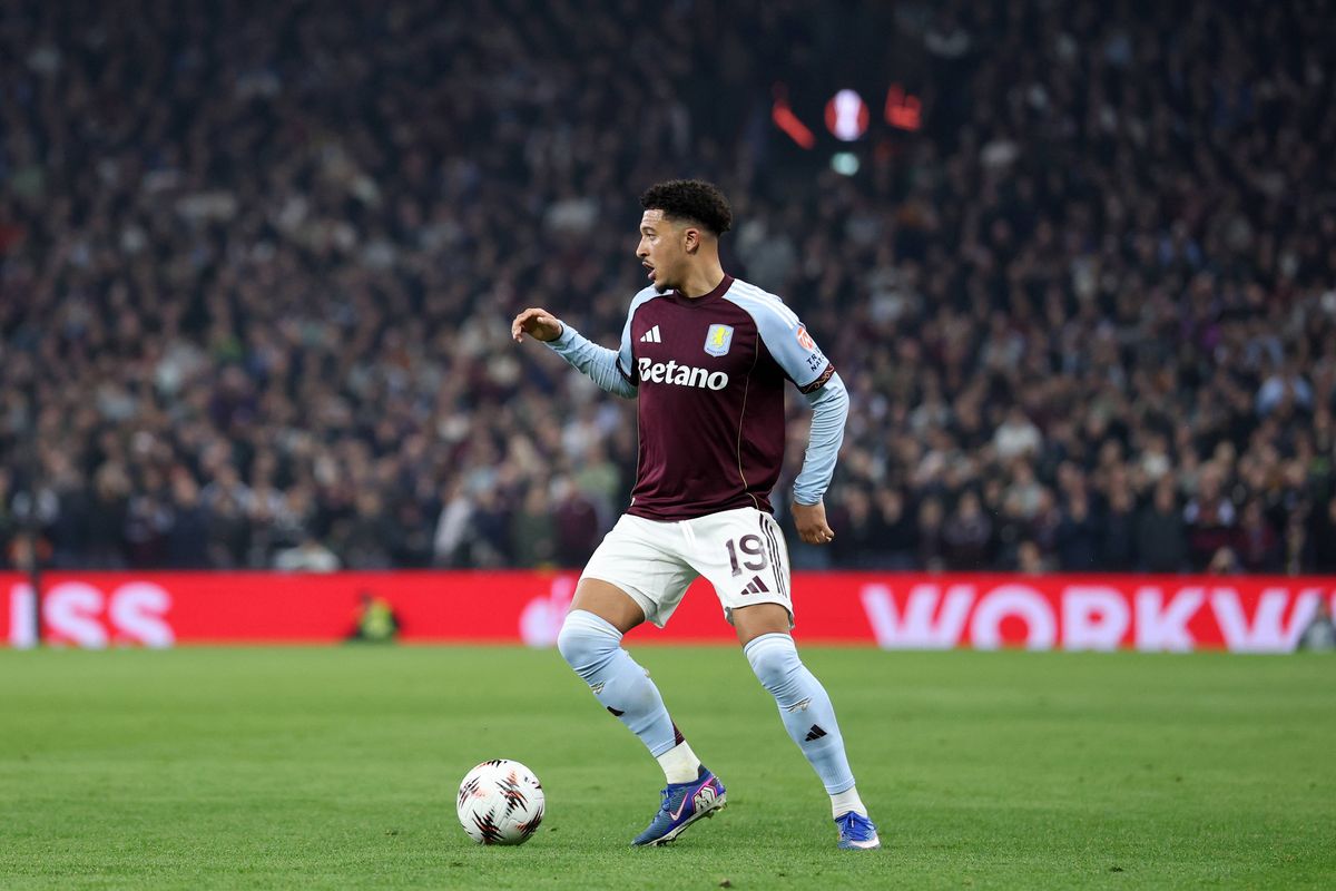 Jadon Sancho in action for Aston Villa