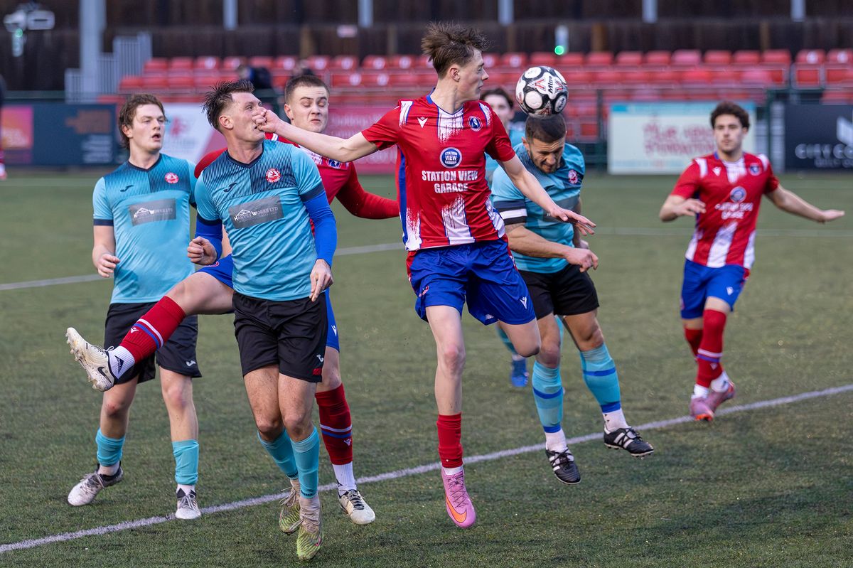 Dillon Grass in action for Dorking Wanderers B team against Arundel (Photo by Stuart McAlister)