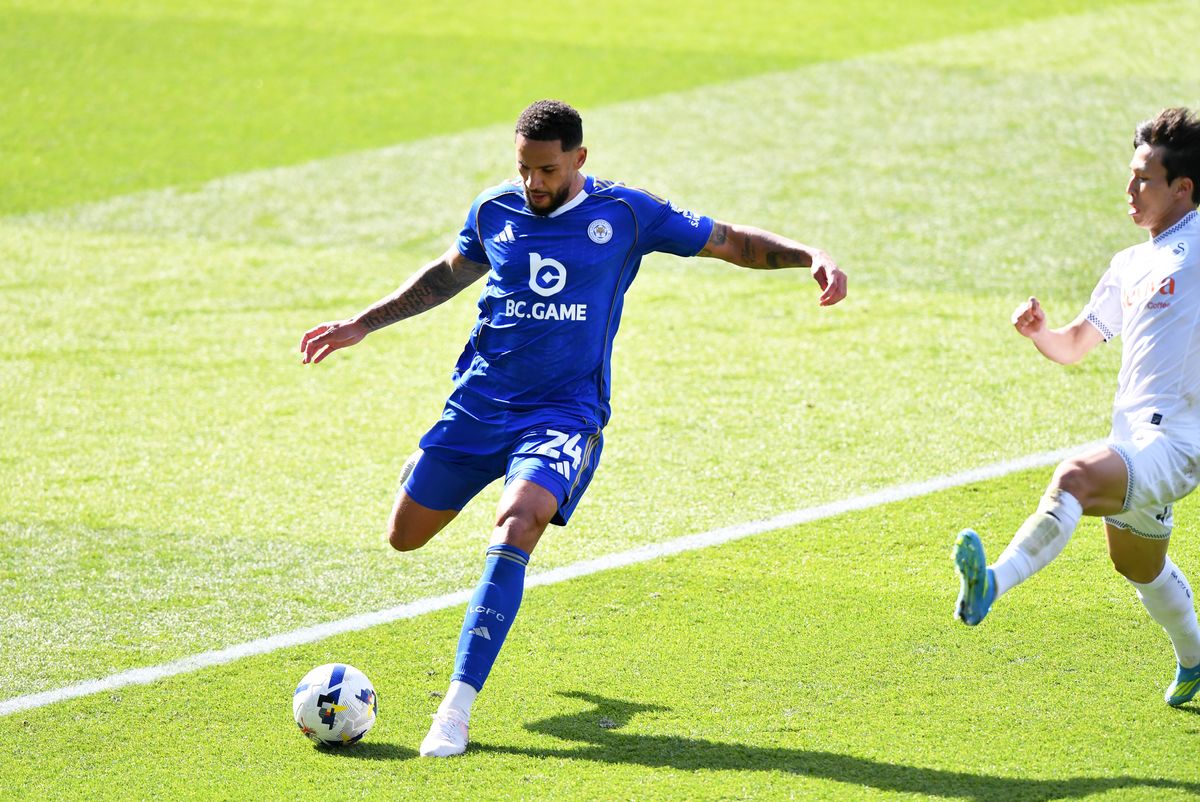  Jamaal Lascelles of Leicester City with Eom Ji-Sung of Swansea City 