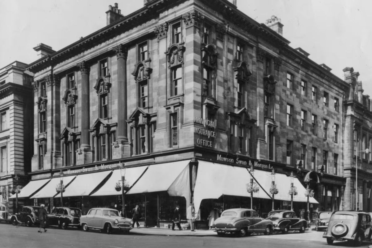 The Mawson, Swan and Morgan store on Grey Street, Newcastle, in the 1950s
