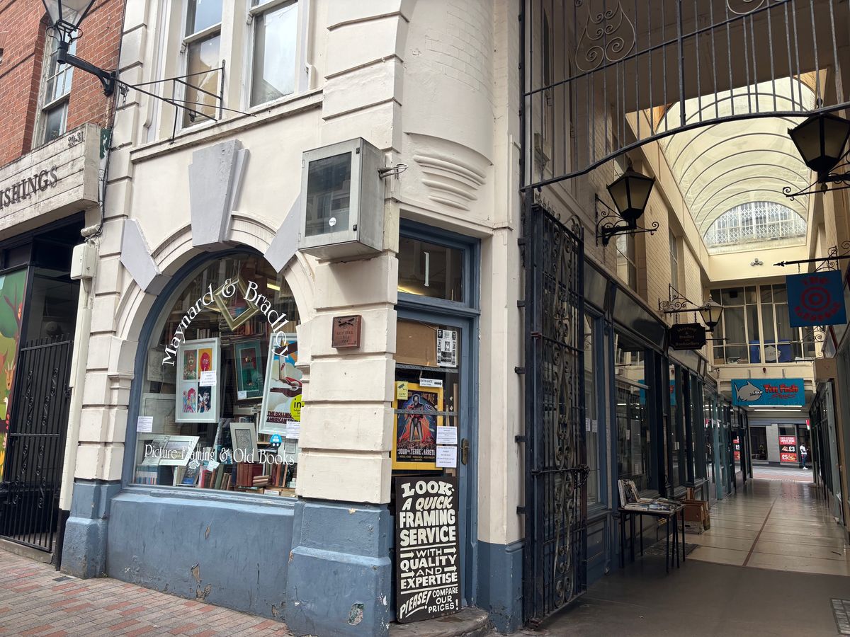 Maynard & Bradley in the Royal Arcade, Leicester, where owners say they see blatant drug use. 