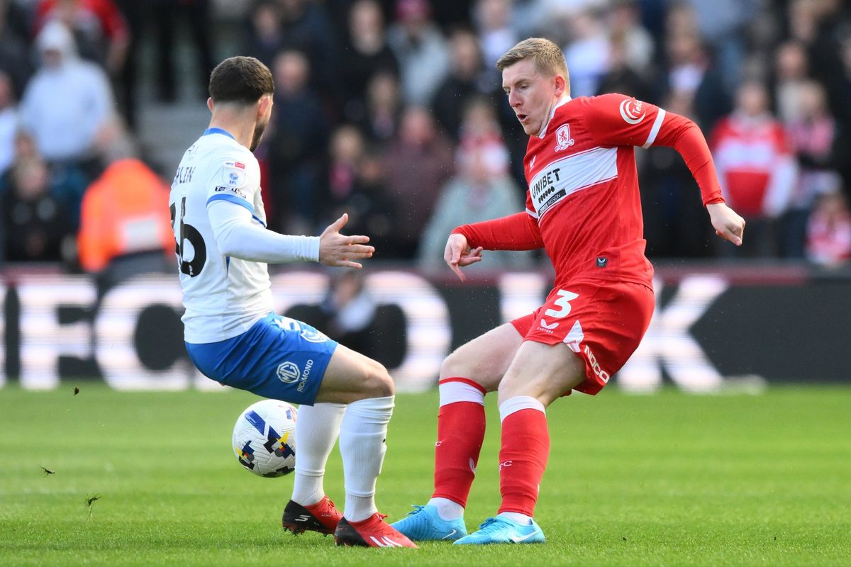 Matt Targett of Middlesbrough before coming off injured against Portsmouth
