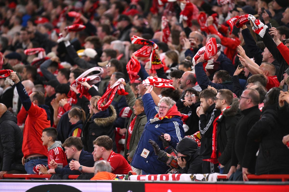 Nottingham Forest fans celebrate victory over Porto in the Europa League quarter-finals
