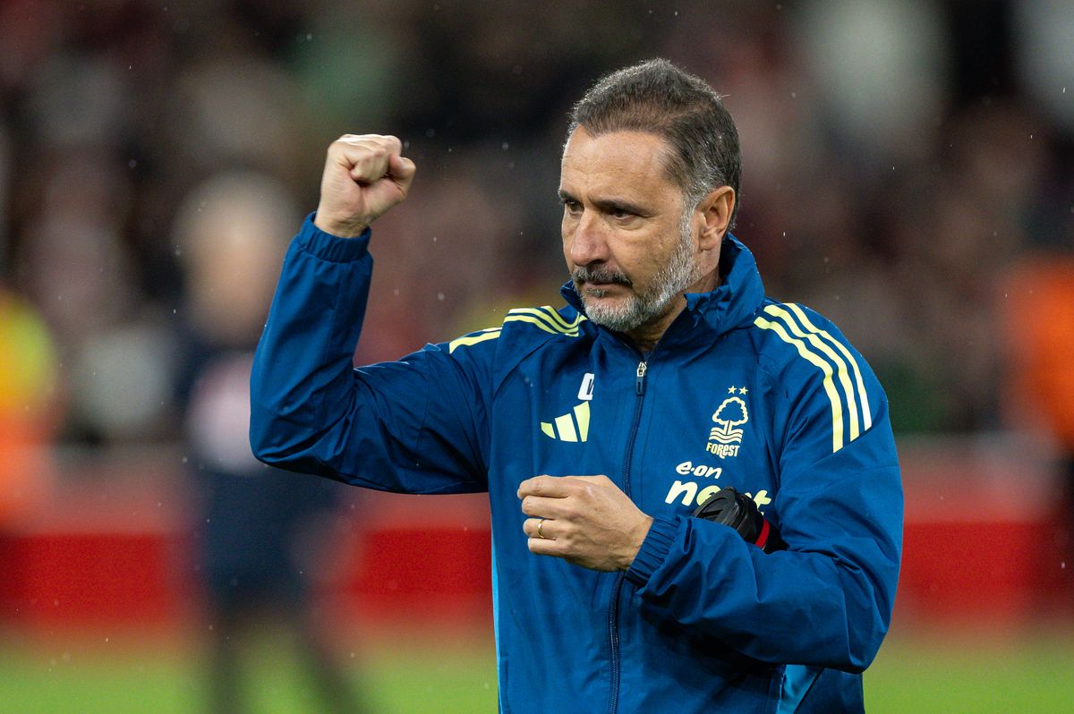 Nottingham Forest head coach Vitor Pereira celebrates victory over Porto