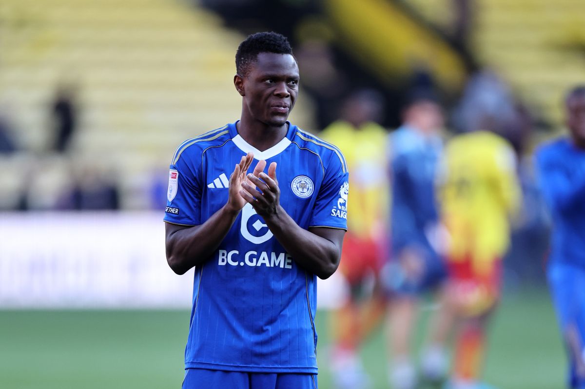 Patson Daka applauds the Leicester City fans after the goalless draw at Watford