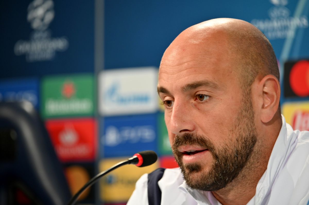 Pepe Reina of SS Lazio during the press conference ahead of the UEFA Champions League Group F stage match between SS Lazio and Club Brugge KV at the Formello sport center on December 07, 2020 in Rome, Italy.