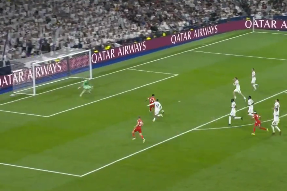 Luis Diaz scoring against Real Madrid for Bayern Munich