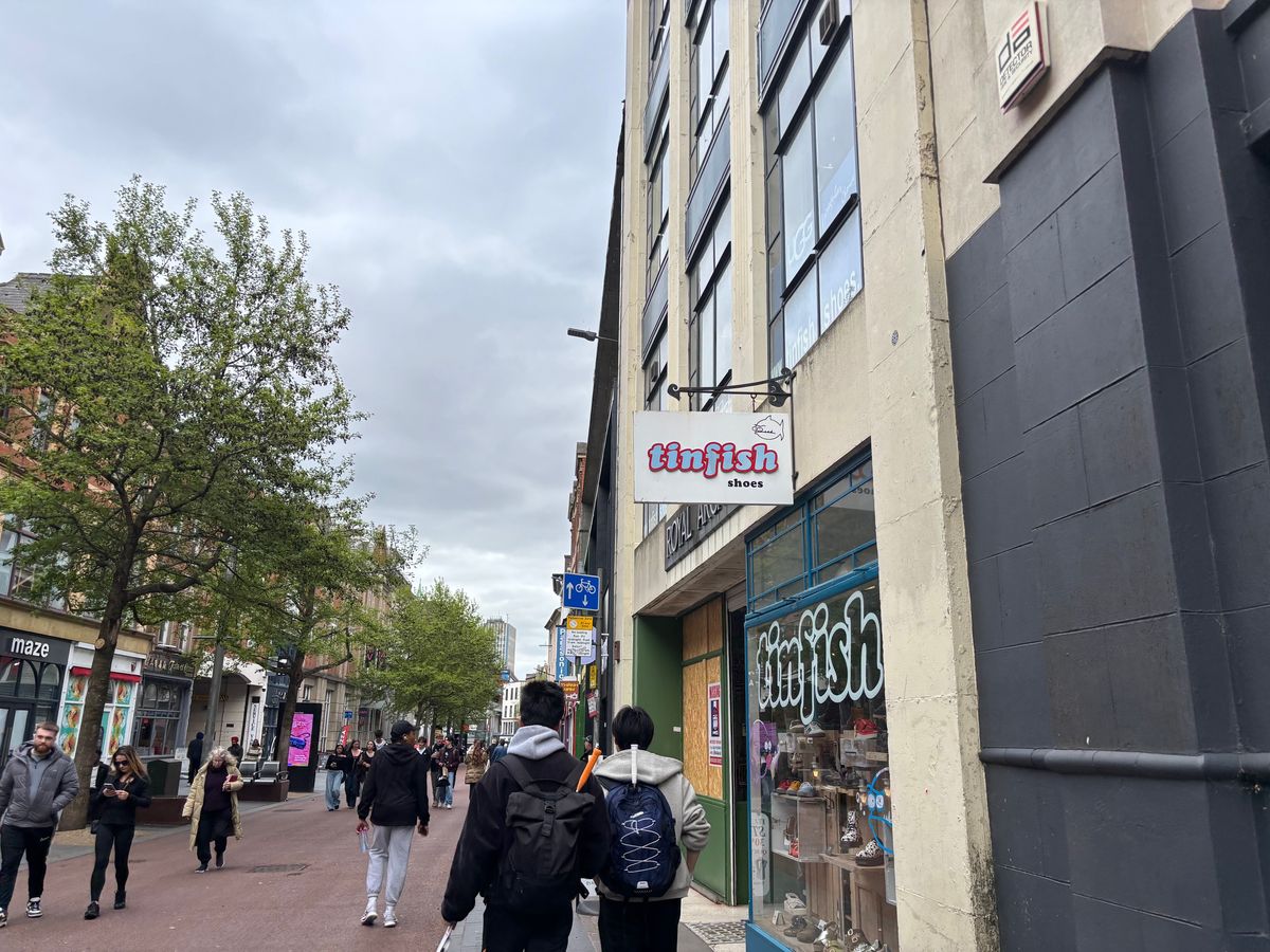 Tinfish shoe shop in the Royal Arcade, Leicester, where one shop was recently robbed. 