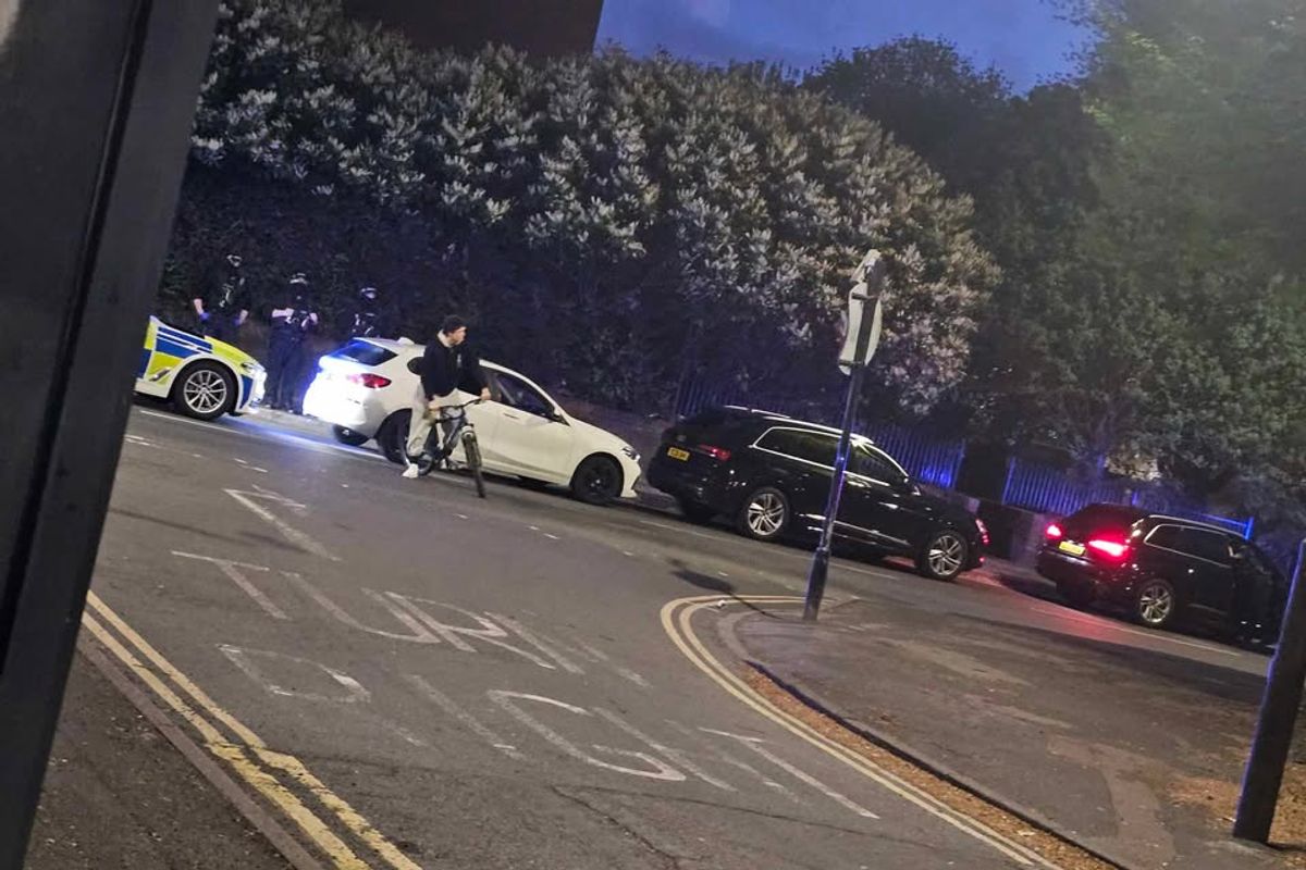 Armed police were pictured at the scene in Leicester city centre last night