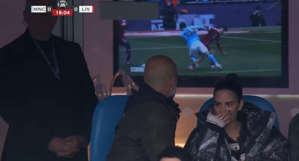 Pep watches the replay 😁