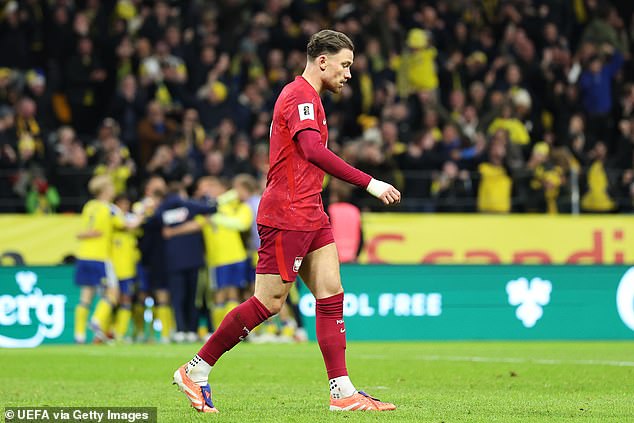 Matty Cash saw Poland's hopes dashed after suffering a dramatic play-off defeat to Sweden