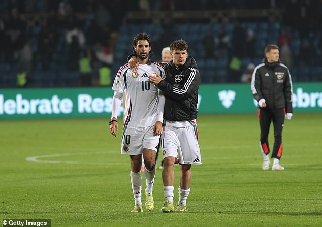 Milos Kerkez, right, saw Hungary's World Cup dream end back in November in the group stage