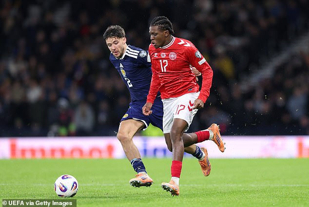 Patrick Dorgu was absent for Denmark with injury when their World Cup hopes were ended