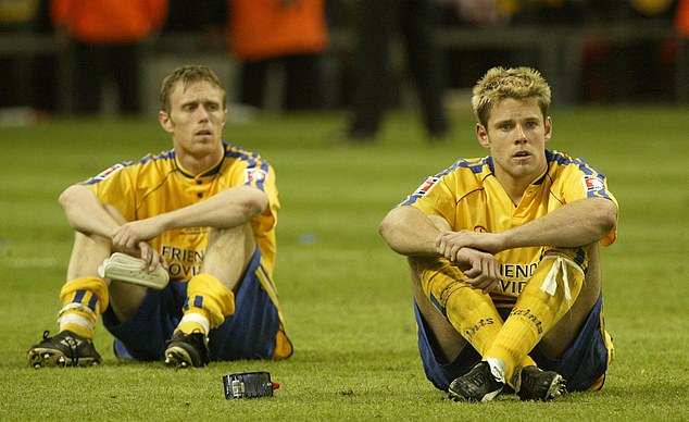 Brett Ormerod (left) and Beattie formed a formidable strike partnership for the Saints in the early 2000s, having also come through the Blackburn academy together