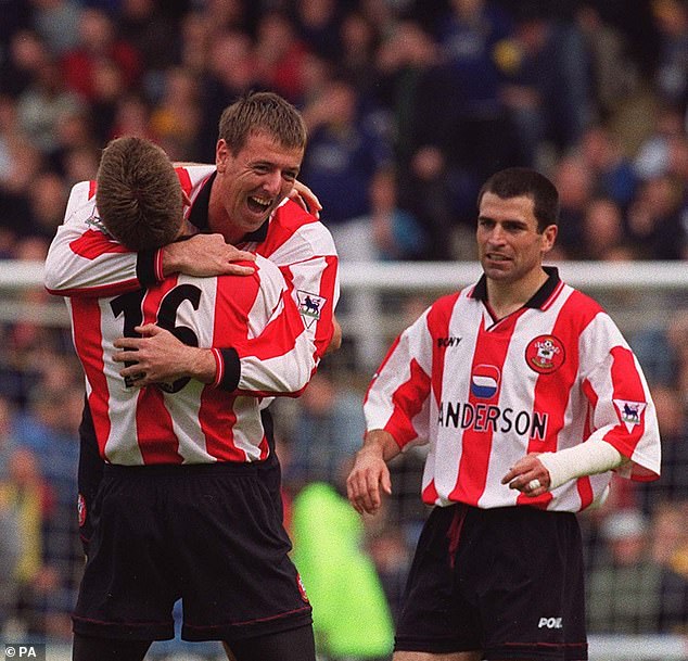 Franny Benali (right) was a boyhood Southampton fan and lived out his dream, playing with the likes of Matt Le Tissier (centre) and James Beattie (16)