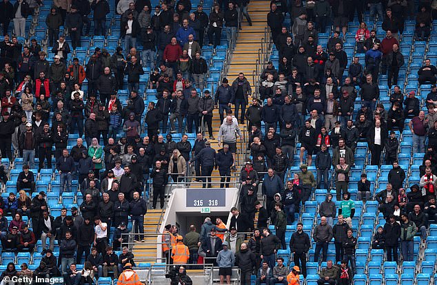 The Liverpool fans headed for an early exit during their 4-0 drubbing against City on Saturday