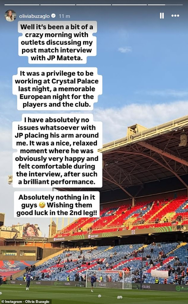 Buzaglo has now taken to Instagram in response to the interview, saying there was 'nothing in it'