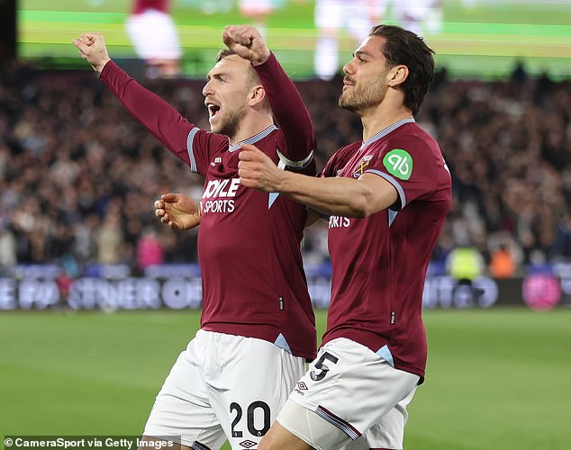 Jarrod Bowen (left) was in fine form, picking up two assists at the London Stadium