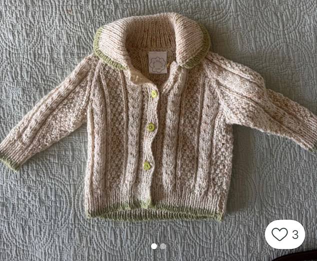 Knitted cardigan for a toddler, priced at £40 on Vinted