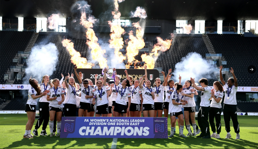Fulham Women lift trophy at Craven Cottage