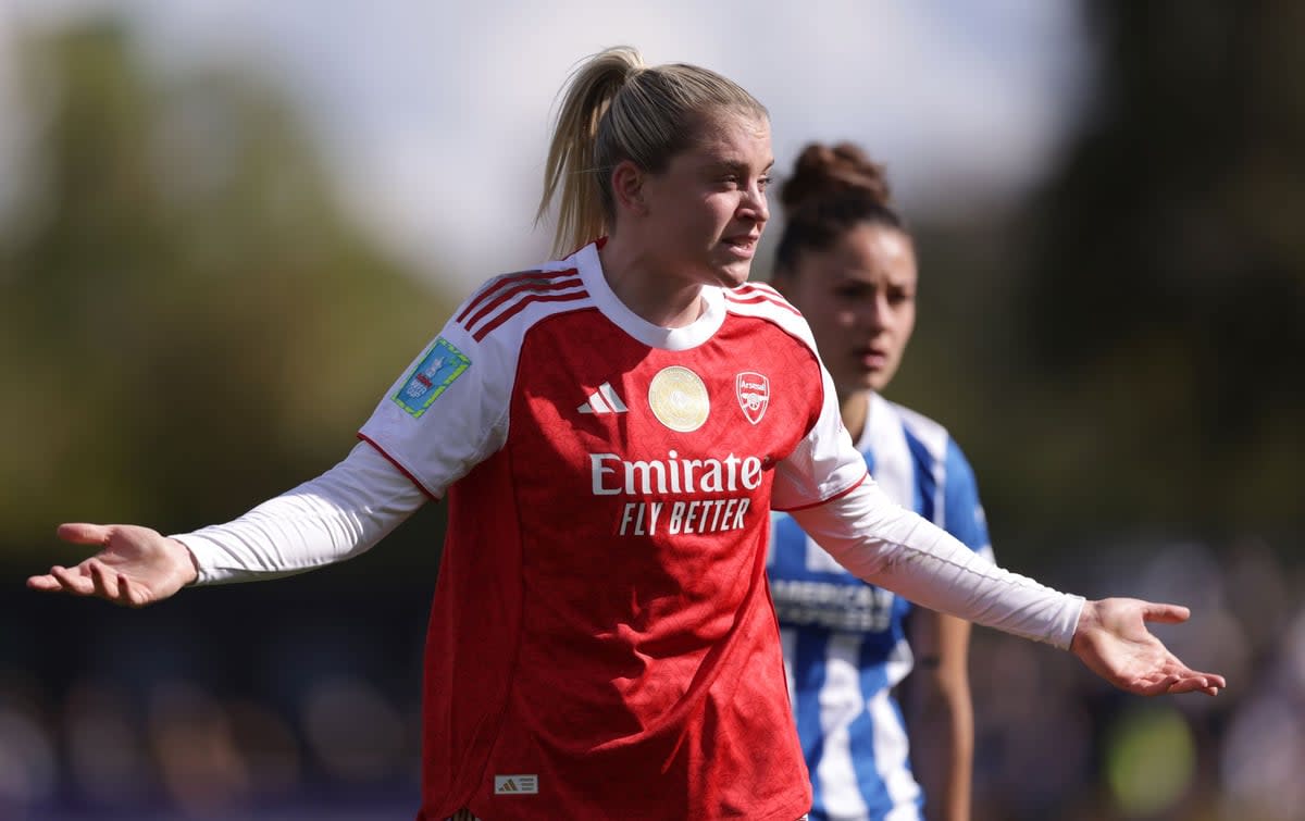 Frustrated: Alessia Russo could not help Arsenal turn the tie around after coming off the bench (Steven Paston/PA Wire)