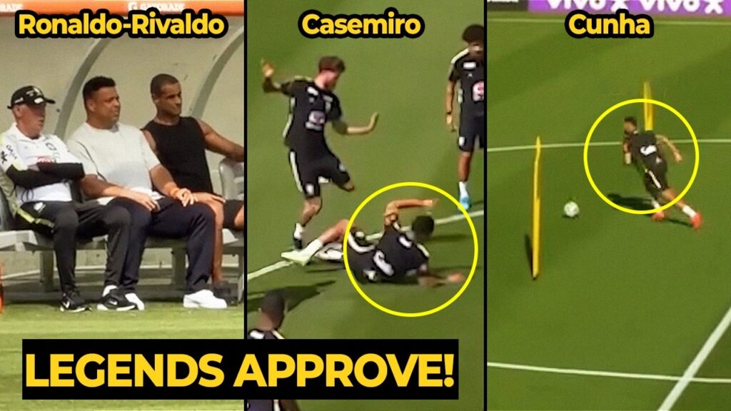 Ronaldo-Rivaldo reaction to Casemiro-Cunha skills in Brazil training ahead of Croatia