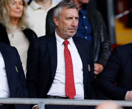 Manchester United senior officials Jason Wilcox and Omar Berrada look on