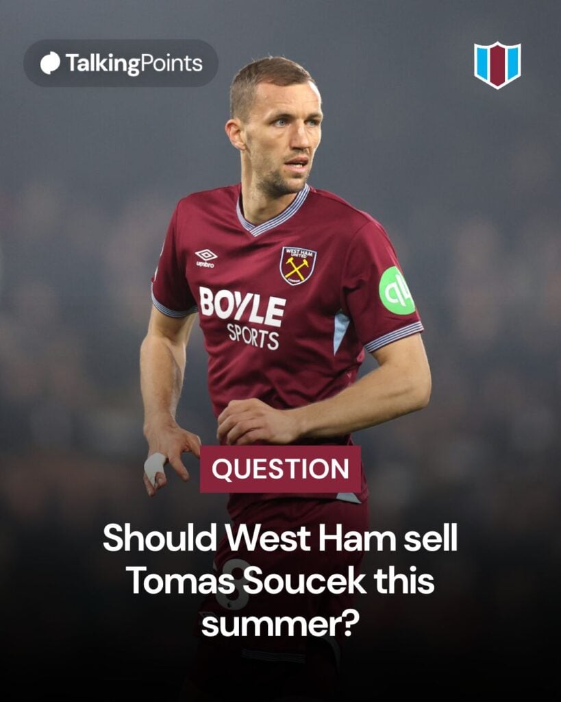 West Ham United's Tomas Soucek during the Premier League match between Fulham and West Ham
