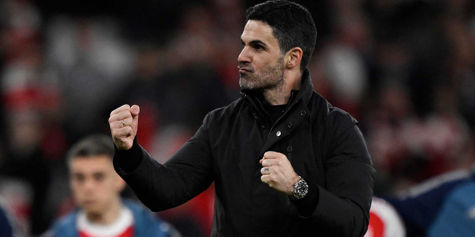 Arsenal manager Mikel Arteta celebrates after the match