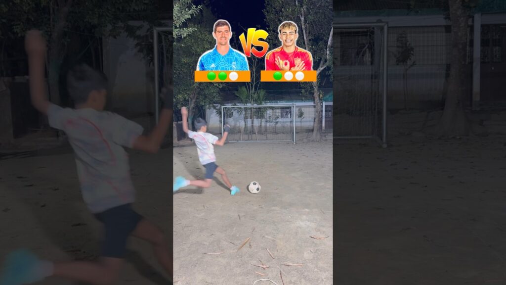 Courtois🧤🆚 Yamal🦶⁉️🔥⚽️🤩#shorts #football #challenge #trending #goalkeeper #yamal