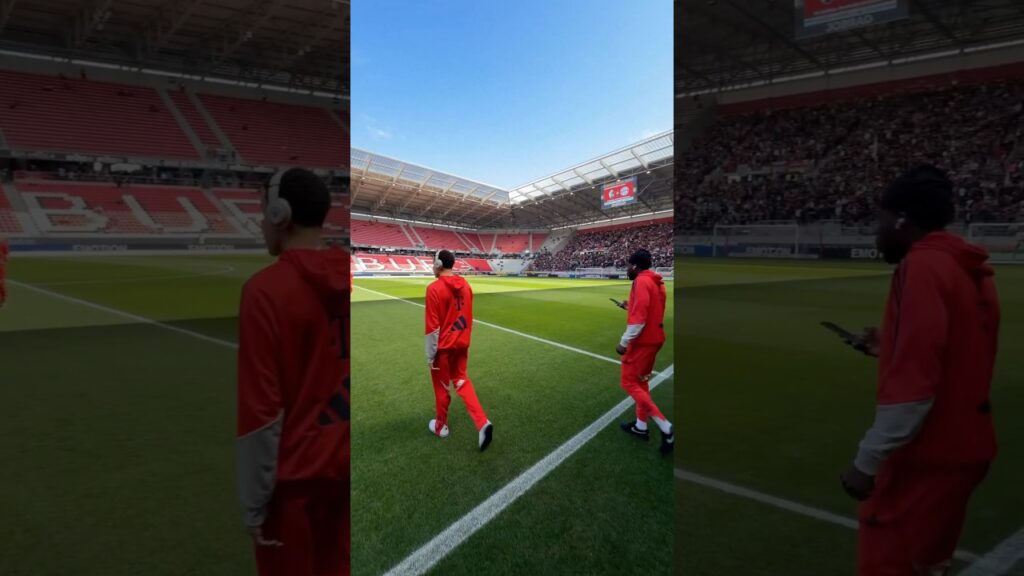 Jamal Musiala and Alphonso Davies Checking the pitch before Augsburg vs Bayern | Bundesliga