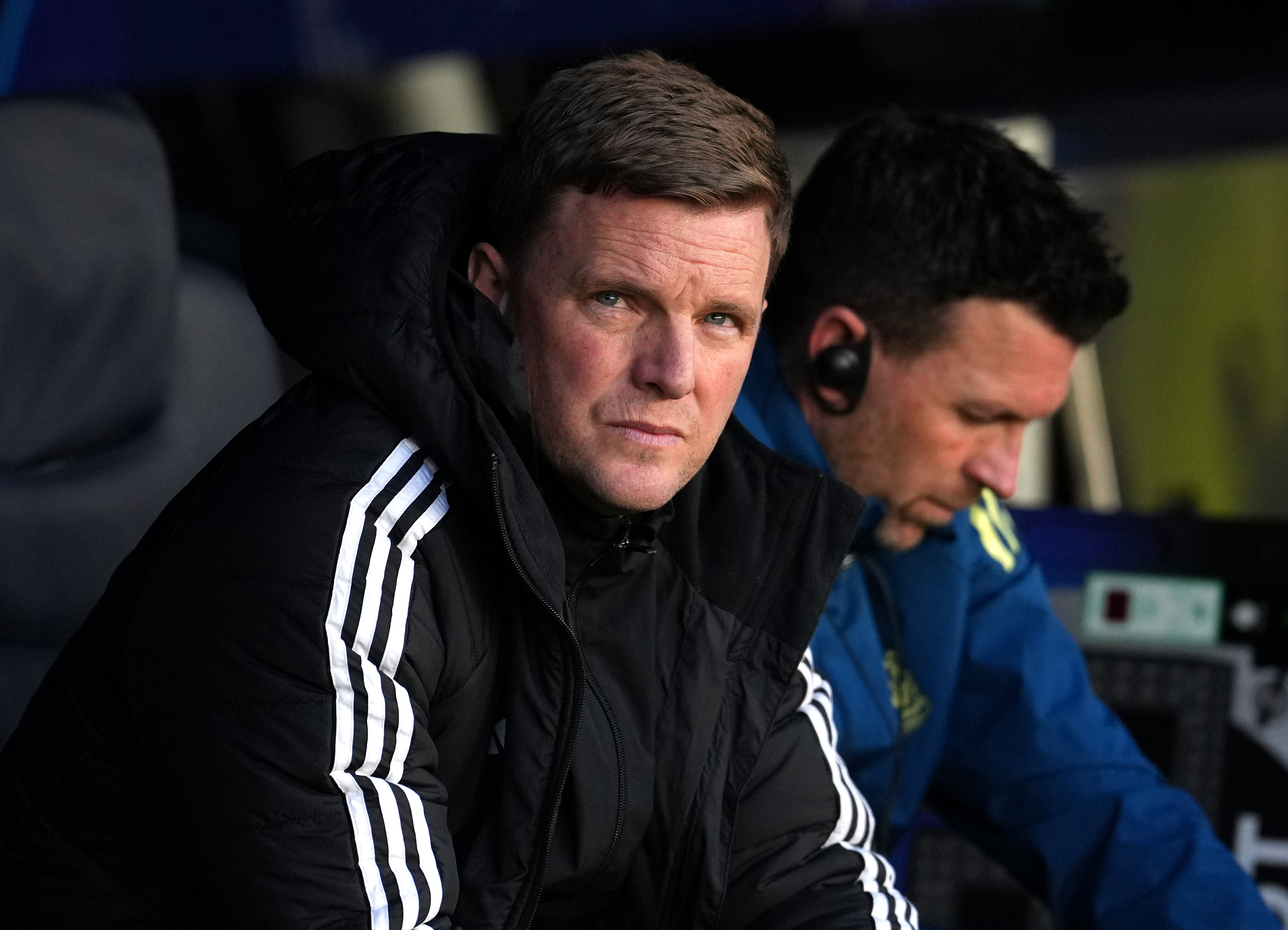 BARCELONA, SPAIN - MARCH 18: Eddie Howe, Manager of Newcastle United, looks on during the UEFA Champions League 2025/26 Round of 16 Second Leg match between FC Barcelona and Newcastle United FC at Camp Nou on March 18, 2026 in Barcelona, Spain. (Photo by Alex Caparros/Getty Images)