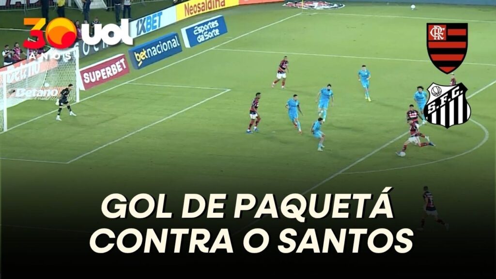 PAQUETÁ BATE DE FORA DA ÁREA E AMPLIA PARA O FLAMENGO CONTRA O SANTOS
