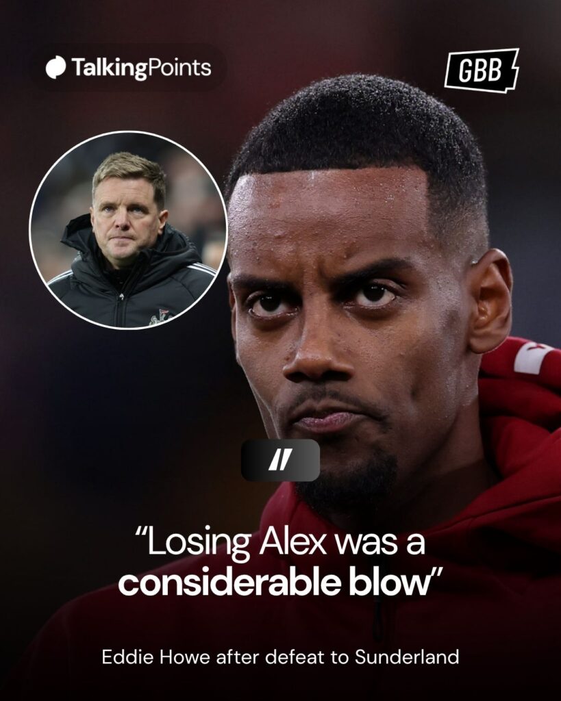 Quotes from Eddie Howe on Newcastle United losing Alexander Isak. It reads: 
