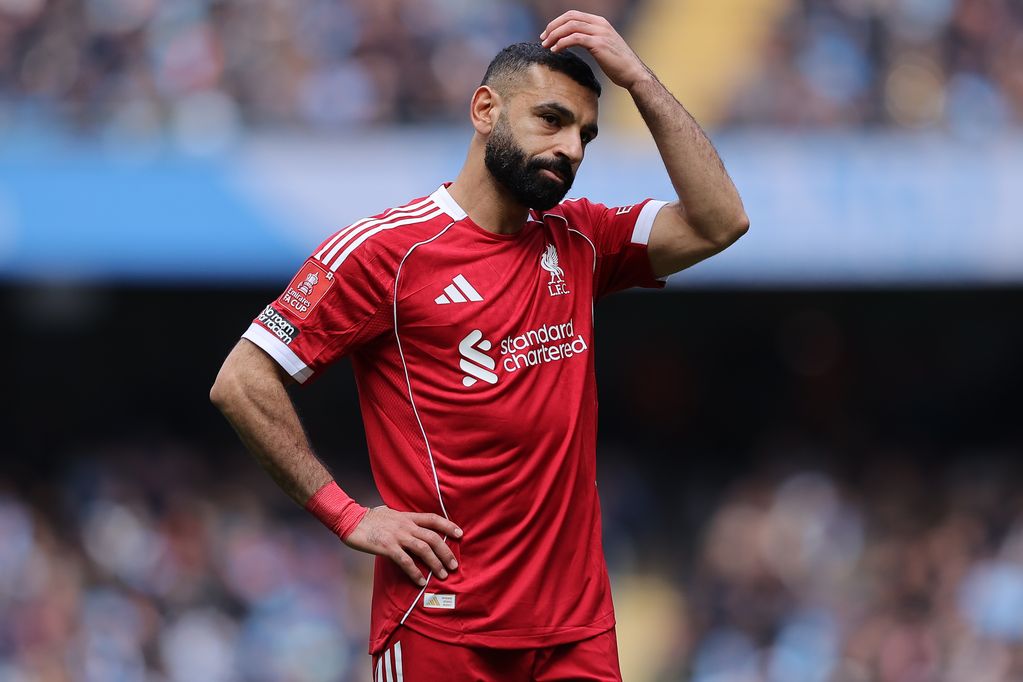 Mohamed Salah of Liverpool during the Emirates FA Cup Quarter Final match between Manchester City and Liverpool on April 04, 2026 in Manchester, England
