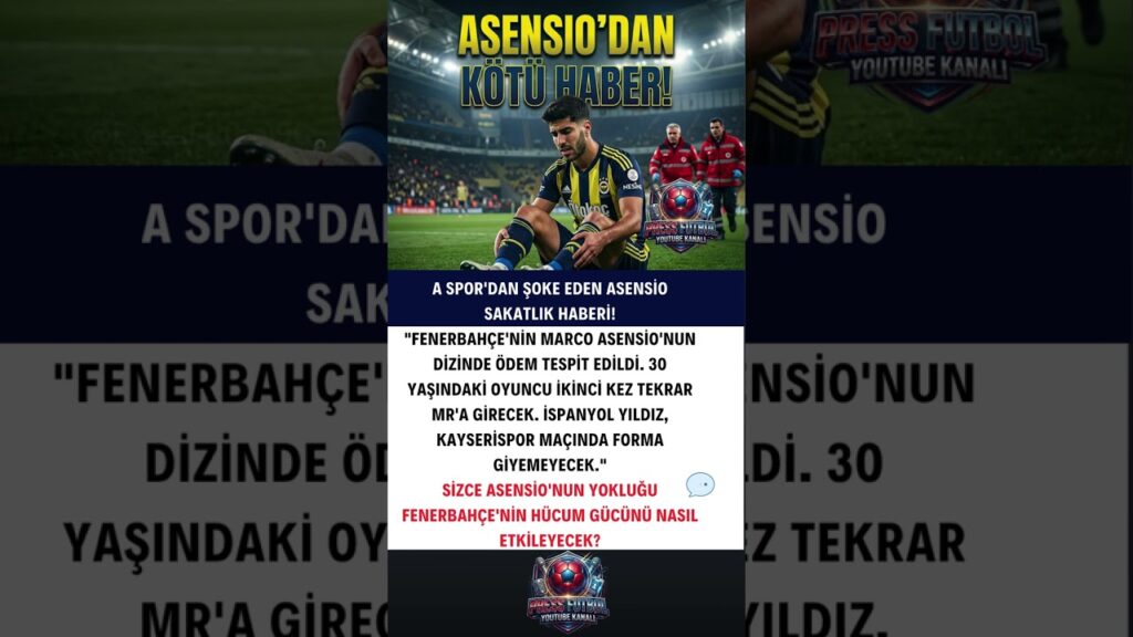 🚨 FENER'DE ASENSIO ŞOKU! YILDIZ İSİMDEN KÖTÜ HABER: KAYSERİ MAÇINDA YOK! 😱💛💙