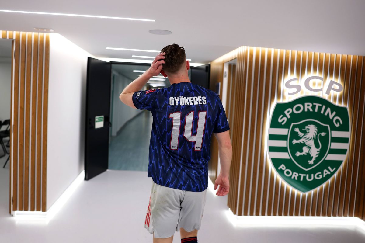 LISBON, PORTUGAL - APRIL 07: Viktor Gyoekeres of Arsenal makes his way to the dressing room after the team's victory in the UEFA Champions League 2025/26 Quarter-Final First Leg match between Sporting Clube de Portugal and Arsenal FC at Estadio Jose Alvalade on April 07, 2026 in Lisbon, Portugal. (Photo by Alex Pantling - UEFA/UEFA via Getty Images)