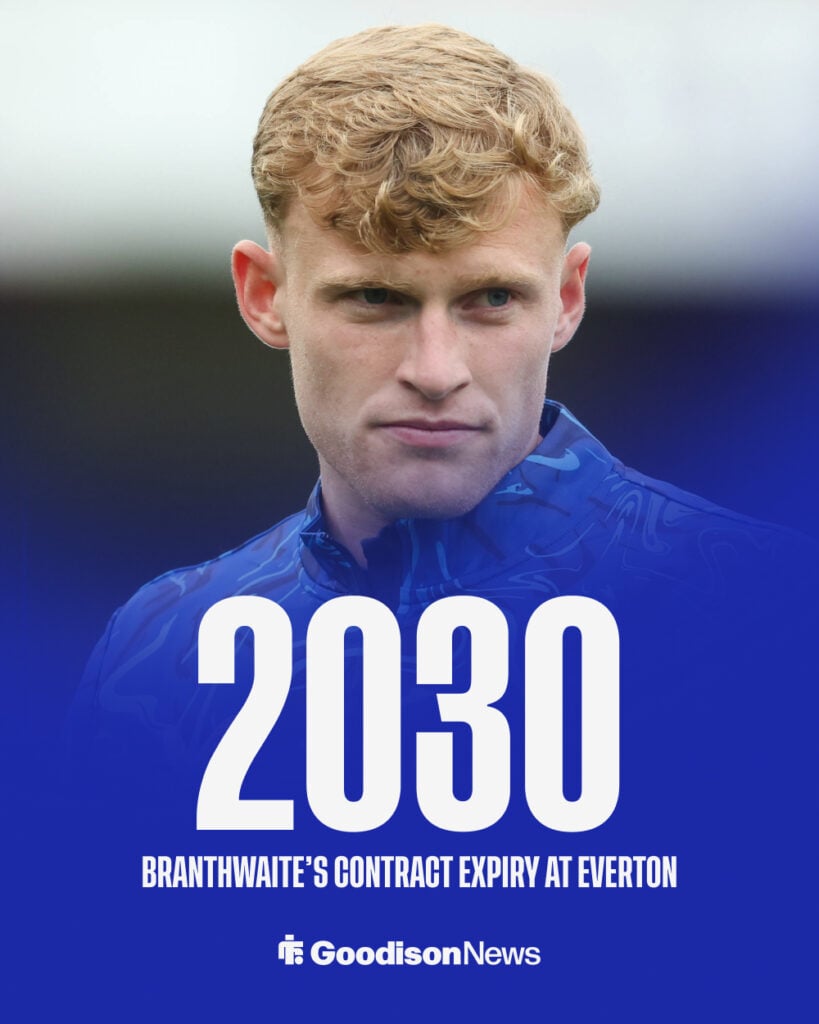 Jarrad Branthwaite of Everton warms up prior to the Accrington Stanley vs Everton Pre Season Friendly match.